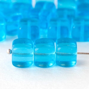 11mm Large Cube Beads For Jewelry Making - Czech Glass Beads - Czech Beads -Transparent Aqua Blue - Choose Amount