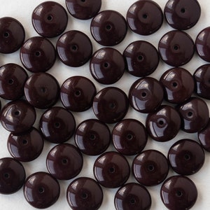 30 10mm Smooth Rondelle Beads Czech Glass Beads Disk Beads Opaque Dark Brown 30 beads image 2