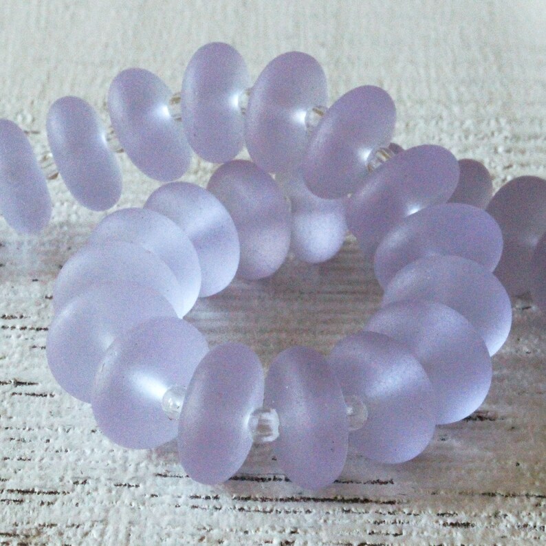 Sea Glass Rondelle Cultured Recycled Sea Glass Beads Etsy