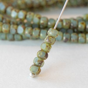 Size 6/0 3 Cut Seed Beads For Jewelry Making Trica Beads Opaline Sea Green with a Picasso Finish 50 beads image 1