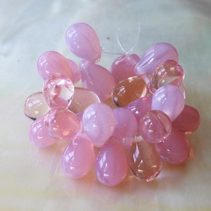 6x9mm Teardrop Beads - Jewelry making Supplies - Tear Drop beads (25 pieces) 9x6mm - Pink Marble - Smooth Briolette Beads