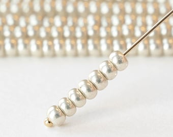 Size 6/0 Glass Seed Beads - Czech Glass Beads - Silver - 40 inches