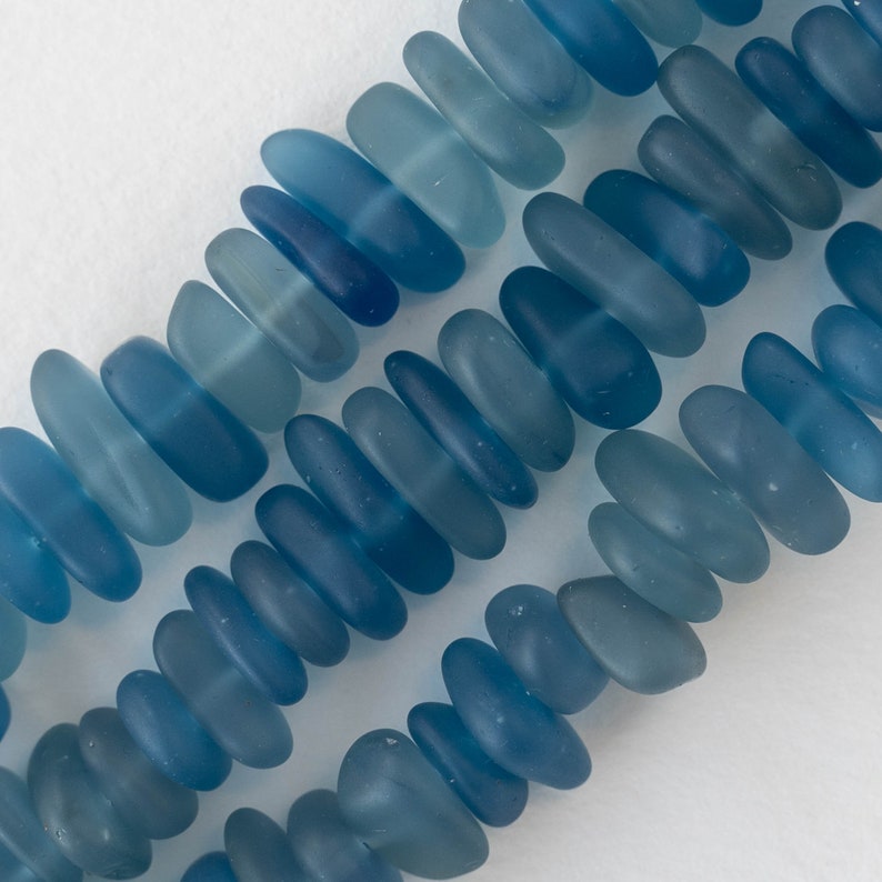 Cultured Sea Glass Beads For Jewelry Making Beach Glass Pebbles Recycled Glass Beads Slate Blue 50 beads image 3