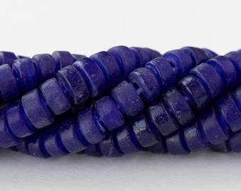 8mm Glass Java Labang Beads - Cobalt Blue - Whole or Half Strand
