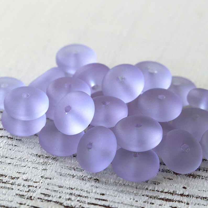 Sea Glass Rondelle Cultured Recycled Sea Glass Beads Etsy