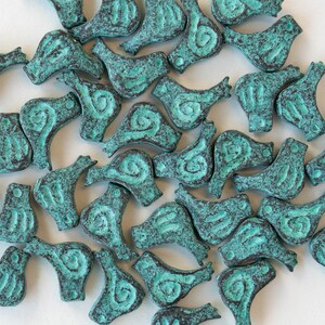 Copper with Patina Bird Bead Mykonos Green Patina Beads For Jewelry Making Made In Greece 4 Beads image 5