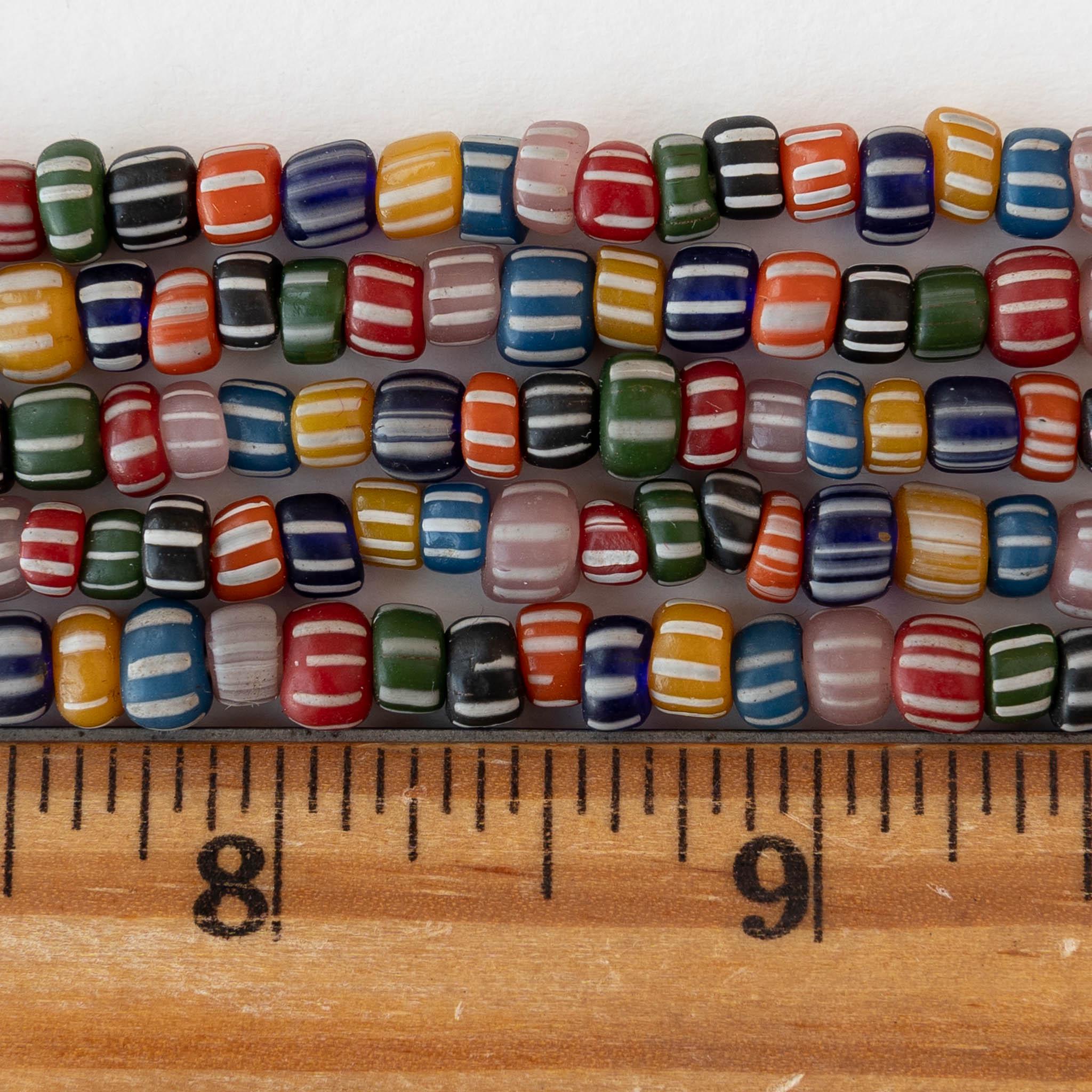 Glass Java Beads - Gooseberries - Colorful Striped Mix - Whole or Half ...