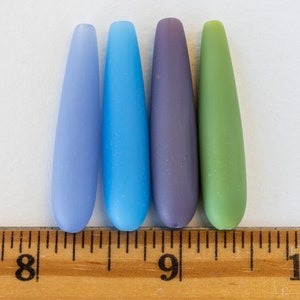 10 38x8mm Long Teardrop Beads Opaque Sea Glass Beads For Jewelry Making Jewelry Supplies Frosted Beads 8x38mm Opaque Lilac Purple image 5