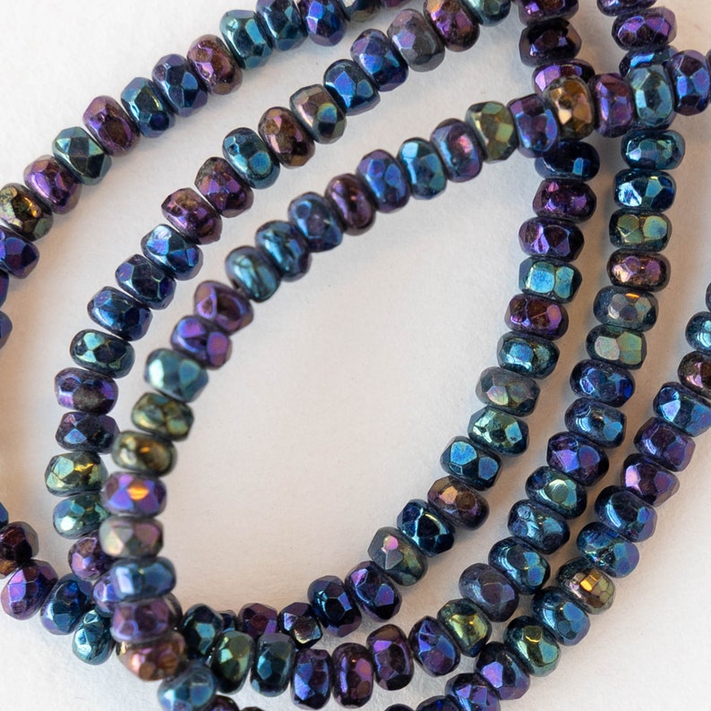 2x3mm Rondelle Beads Czech Glass Beads Blue Iris 50 Beads image 4