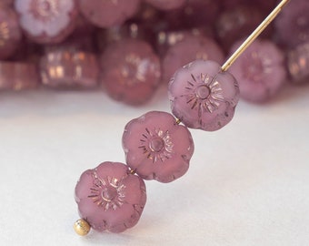 8mm Glass Flower Beads - Czech Glass Beads - Pink Opaline - 20 beads