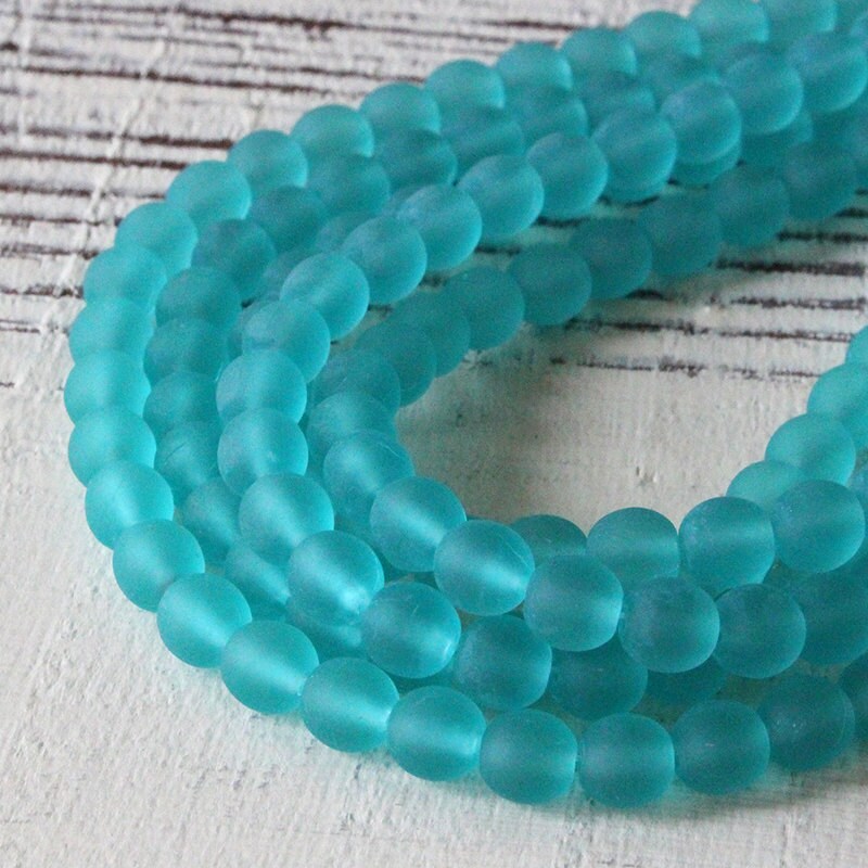 6mm Sea Glass Beads For Jewelry Making Recycled Frosted Etsy