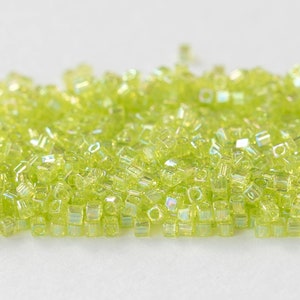 20 grams 1.8mm Miyuki Cube Beads - Transparent Chartreuse AB - Japanese Cube Beads - 20 grams