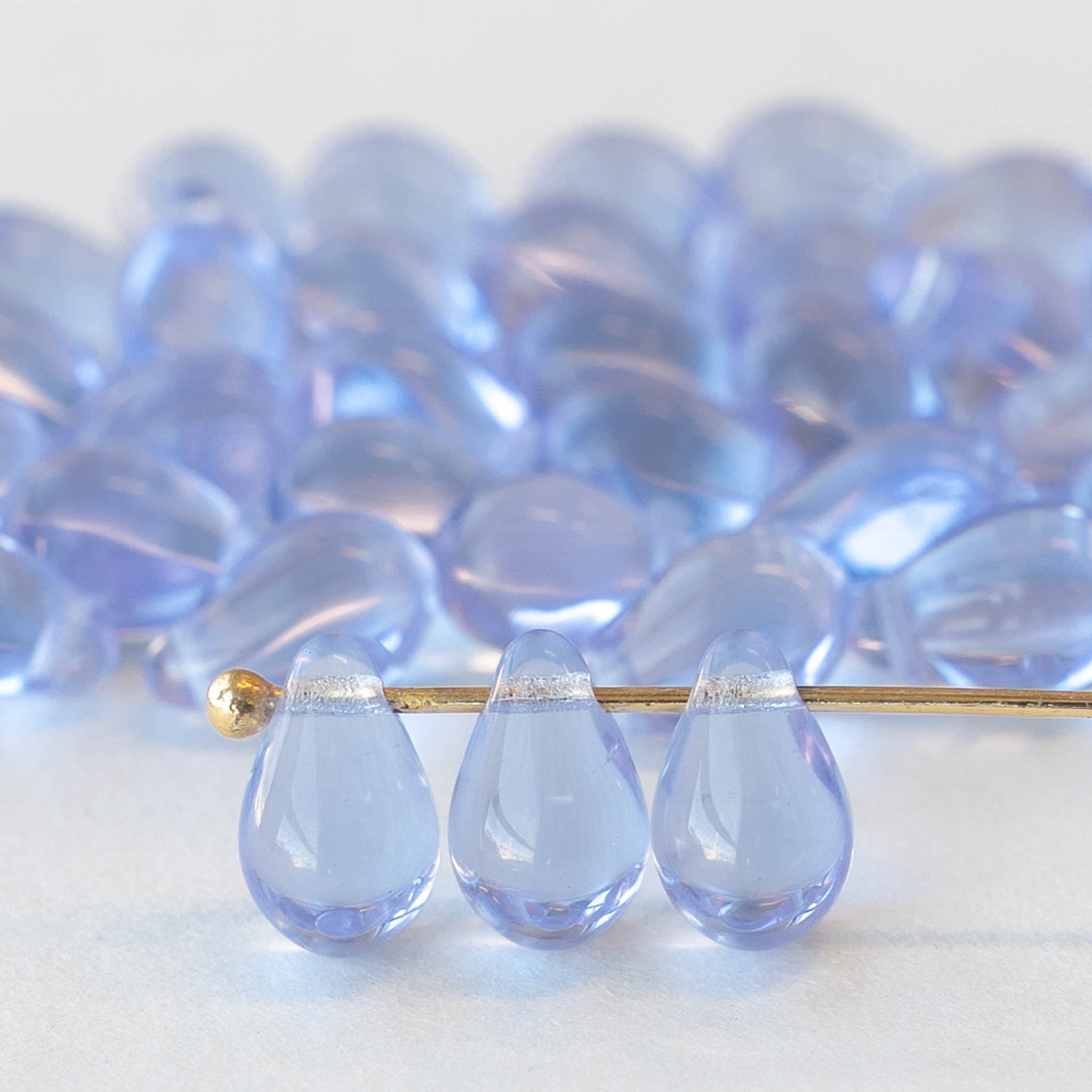 6x9mm Glass Teardrop Beads Czech Glass Beads Smooth Briolette Beads  Iridescent 30 Beads 