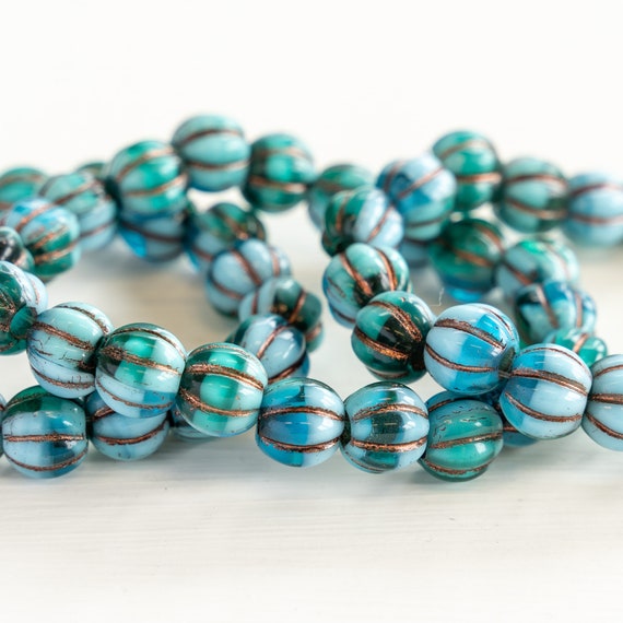 GLASS BEAD NECKLACE 2 MM LIGHT BLUE MIX GLASS BEAD NECKLACE 2 MM LIGHT BLUE MIX