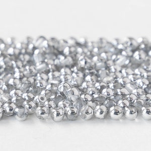 100 3mm Round Glass Beads Czech Glass Beads 3mm Druk Crystal with a Half Silver Coat 100 Beads image 4