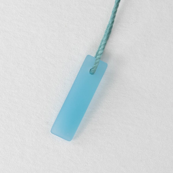 Sea Glass Beads Cultured Sea Glass Pendant Beads - 22mm Drilled Sea Glass Rectangle - Opaque Blue - 6 pendants