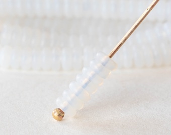4mm Rondelle Spacer Beads - Disk Spacer - Smooth Rondelle Beads - Czech Glass Beads - Opaline Moonstone - 50 beads
