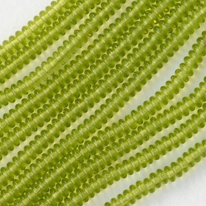 4mm Rondelle Beads  4mm Smooth Rondelle Spacer Disk Beads For Jewelry Making - Transparent Olivine (100 beads)