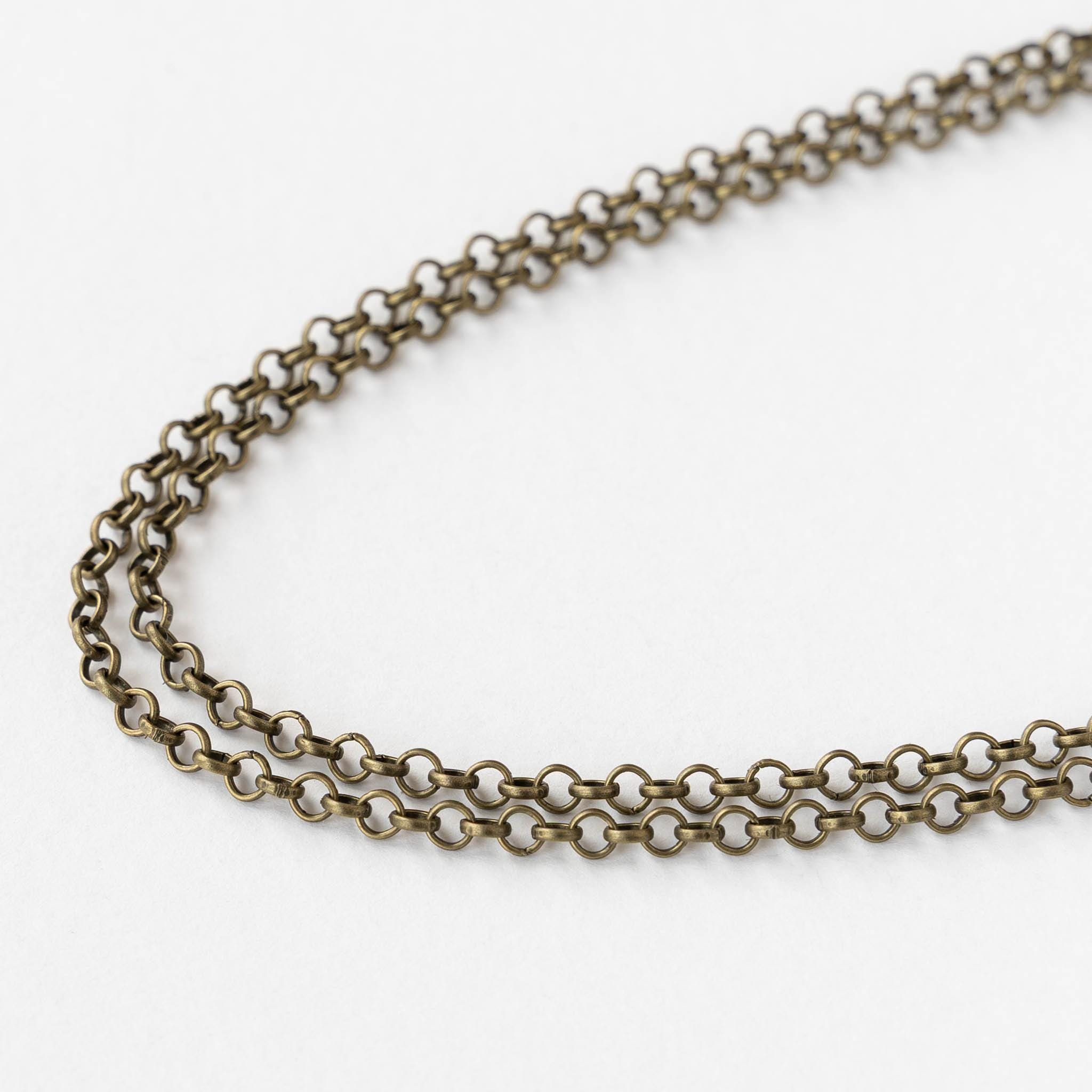 4mm Rolo Chain 4mm Rolo Chain - Antiqued Brass - Priced by the Inch - Etsy