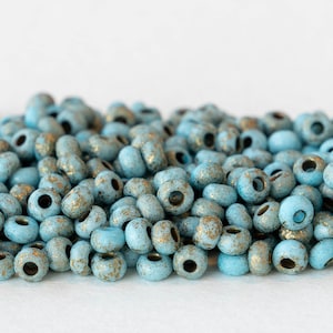 0/6 Size 6 Seed Beads - Czech Seed Beads For Jewelry Making - Opaque Seed Beads - Opaque Aqua with Gold Dust - Choose Amount