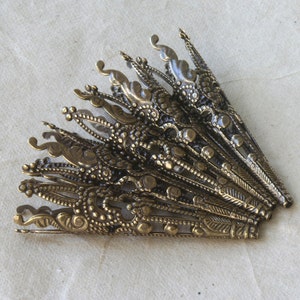 Long Bead Caps Cone Beads For Jewelry Making Supplies Brass Bead Caps Brass Findings Fancy Bead Caps 40x10mm image 2