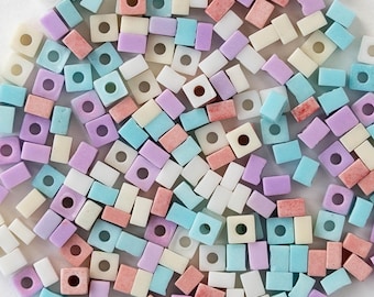 2.5x1.5mm Glass Tile Beads - Czech Glass Beads - Pastel Mix - Whole or Half Strand