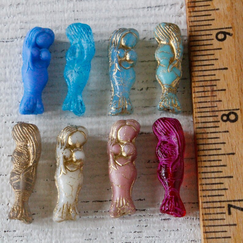 Glass Mermaid Beads Czech Glass Beads for Jewelry Making Etsy