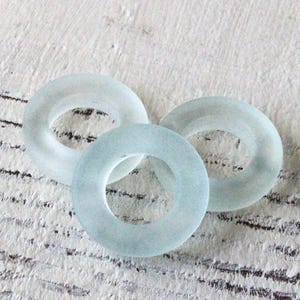 Sea Glass Rings - Cultured Seaglass Beads - Jewelry Making Supply - 17mm Ring - Lt Coke Green