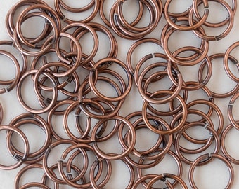 8mm Antiqued Copper Jump Rings - Jewelry Making Supplies  Jewelry Findings - 20 Jumps
