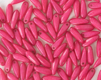 100 - 11mm Dagger Beads For Jewelry Making - Czech Glass Beads - Terra Intensive - Opaque Pink Coral - 100 beads