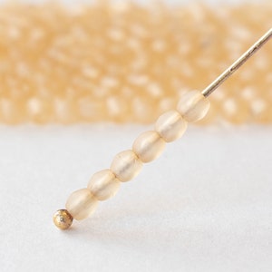 120 - 3mm Round Beads - Czech Glass Beads - Light Peach Matte  - 120 Beads