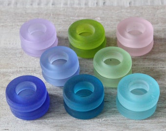 12mm Sea Glass Rings - Sea Glass Beads For Jewelry Making - 12mm Glass Rings Assortment Or Single Colors