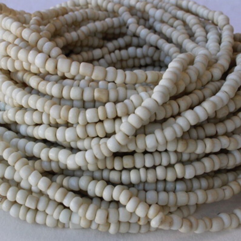 Rustic Indonesian Seed Beads For Jewelry Making Matte Seed Beads Indonesian Glass Boho Seed Beads Ivory White image 2