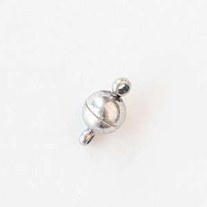 6mm Round Magnetic Clasp - Antiqued Silver - 1 Clasp