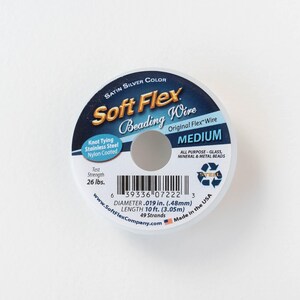 Soft Flex Beading Wire - .019 - Medium - Satin Silver - 10 feet