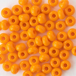 Size 1/0 Glass Seed Beads - Large Czech Seed Beads For Jewelry Making - Opaque Light Orange - 20 inches