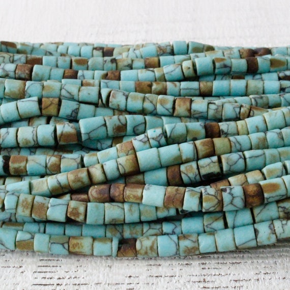 3x4mm Turquoise Tube Beads Natural Turquoise Beads for Jewelry