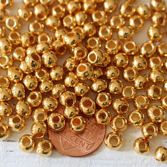 5mm Round 24K Gold Mykonos Round Beads Mykonos Gold Beads Jewelry