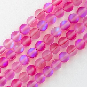 6 mm, 8 mm oder 10 mm runde Glasperlen - matt hellrosa Aura - 30 Perlen