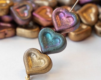 8x10mm Mykonos Metal Heart Beads - Antiqued Gold - 10 beads –  funkyprettybeads