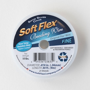 Soft Flex Beading Wire - .014 - Fine - Satin Silver Color - 30 Feet