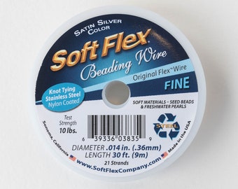 Soft Flex Beading Wire - .014 - Fine - Satin Silver Color - 30 Feet
