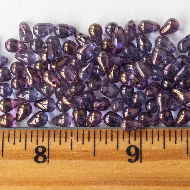 100 6x4mm Glass Teardrop Beads Czech Glass Beads Amethyst Luster 100 image 4