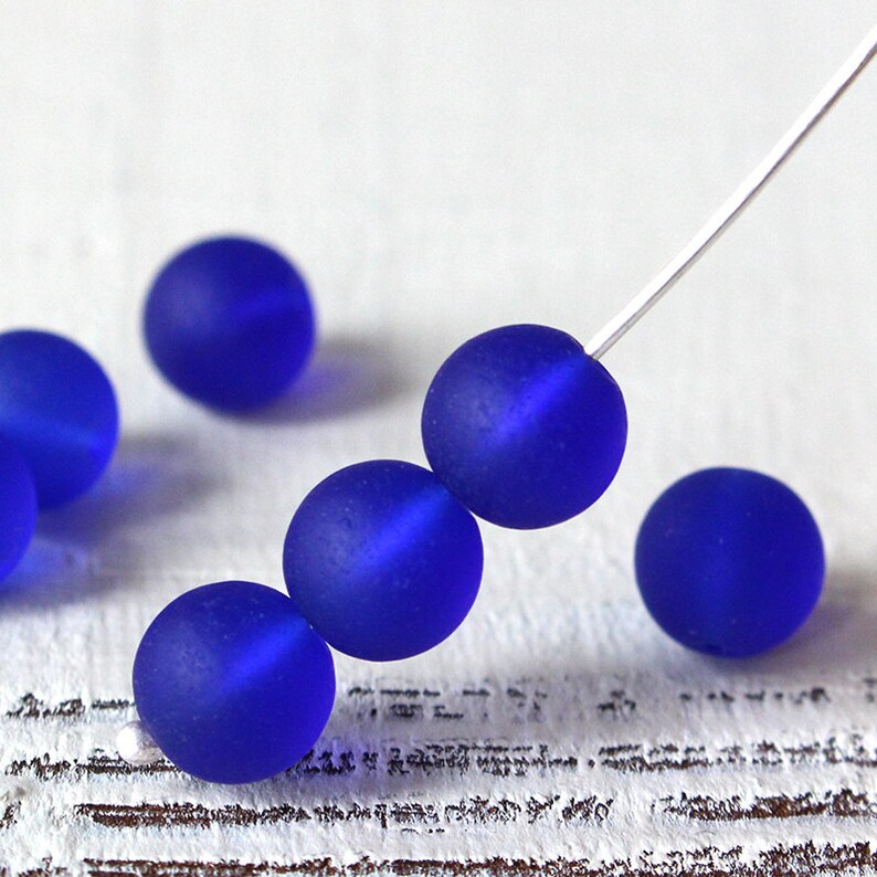 16 Inches 8mm Round Sea Glass Beads For Jewelry Making Etsy