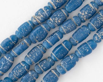 Cuentas de botella de Pompeya de vidrio - Azul - Hebra entera o media