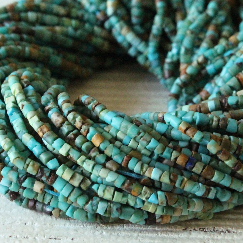 2mm Tiny Turquoise Tube Seed Beads Natural Turquoise Beads 2mm Gemstone Beads 15 inches image 1