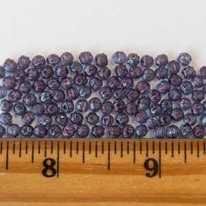 3mm Melon Bead Czech Glass Beads For Jewelry Making Denim Blue Luster 100 Beads image 4