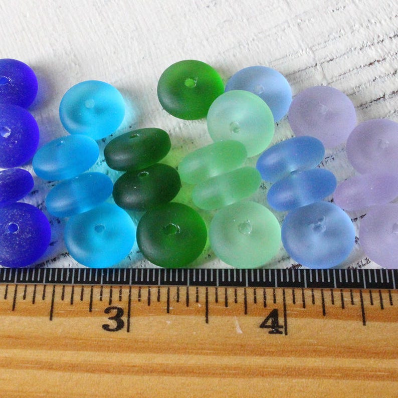 Sea Glass Beads Sea Glass Rondelle Cultured Seaglass Beads Etsy