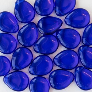 12x16mm Flat Glass Teardrop Beads For Jewelry Making Smooth Briolette Czech Glass Beads Cobalt Blue 20 Beads image 3