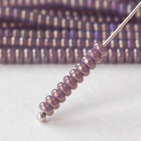 3mm Smooth Rondelle Beads - Spacer Disk - Opaline Lavender Luster Iris - 100 pieces